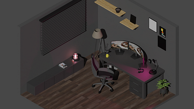 Gamer Room 3d blender gamer isometric process render room