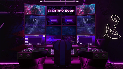 Cyberpunk themed Starting Soon 3d animation