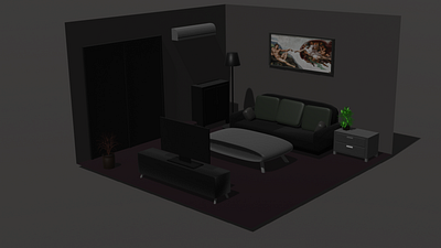 Room 3d blender isometric living room process render room