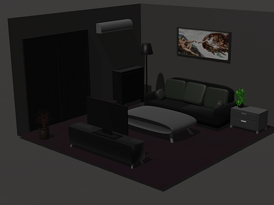 Room 3d blender isometric living room process render room