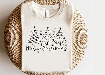 Merry Christmas Tree Hand Drawn T Shirt 3d animation app branding design graphic design illustration logo motion graphics typography ui ux vector