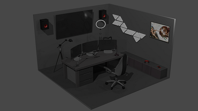 Gamer Room 3d blender design gamer isometric process render room