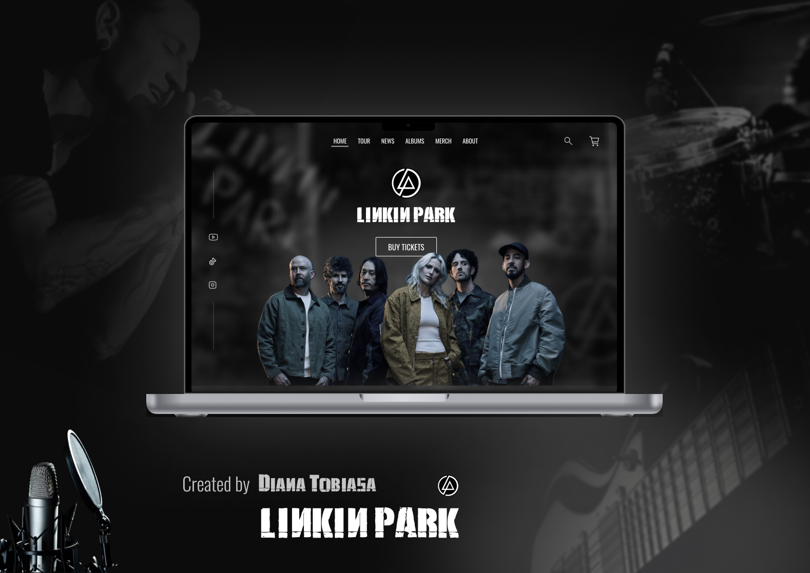 Linkin Park Webpage - Concept - Fanpage concept design drum figma guitar hardrock linkin park lp portfolio rock sing singing ued ui uiux user experience user interface voice webpage website