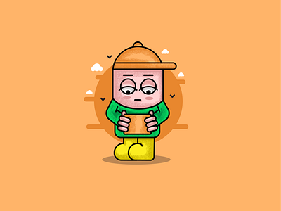 walk alone Illustrator cap cartoon character clothes design dribbbleillustration illustration illustrator inspiration japan line mascot minimal orange t shirt usa vector walk