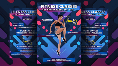 Professional fitness classes Flyer banner design design exercise fitness flyer graphic design illustration motivation personaltrainer poster wellness