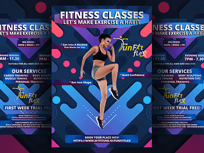 Professional fitness classes Flyer banner design design exercise fitness flyer graphic design illustration motivation personaltrainer poster wellness