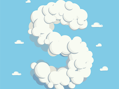 S 3dillustration alphabetdesign bluebackground cloudtypography digitalillustration flatdesign letter lettering letters logo s skytypography softclouds vectorart