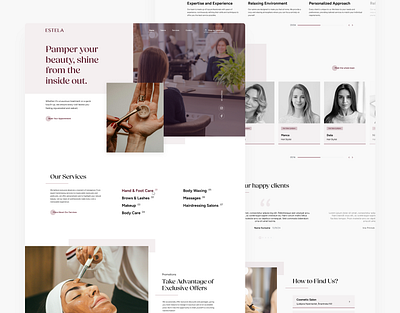 Estela Beauty Salon | UI/UX Design beauty salon estela landing page pink page ui design ui ux design user experience user interface ux design web design wellness