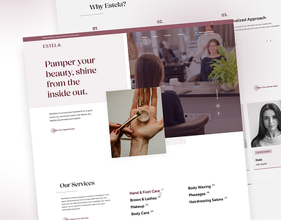 Estela Beauty Salon | UI/UX Design beauty salon estela landing page pink page ui design ui ux design user experience user interface ux design web design wellness