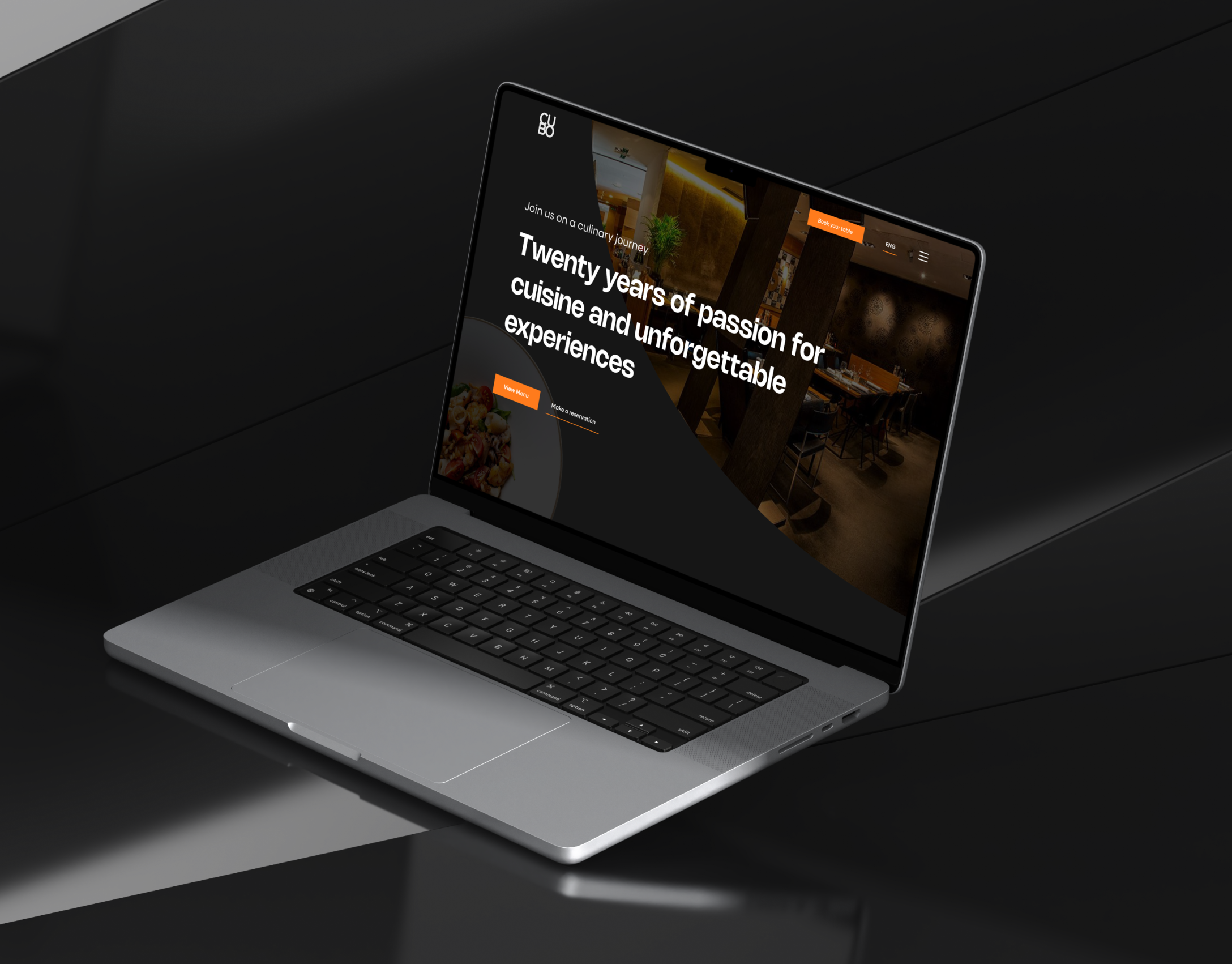 CUBO Restaurant | UI/UX Design ambient cousine dark page delicious elegant fancy fine dining food gastronomy hero section landing page restaurant ui ux design user experience user interface web design website