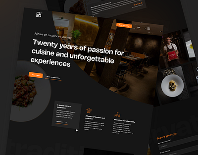 CUBO Restaurant | UI/UX Design ambient dark page delicious elegant fancy fine dining food hero section landing page ui ux design user experience user interface web design website