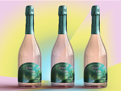 Prism Falls - Wine Label Design bottle branding design graphic design illustration label label design label designer landscape packaging photoshop surreal vibrant wine wine design wine designer winery