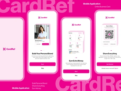 CardRef - Digital Business Card - Mobile Application app app design confirm email design digital business card forgot password input field login mobile mobile app onboarding register sign in sign up signin signup splash screen ui ux vcard