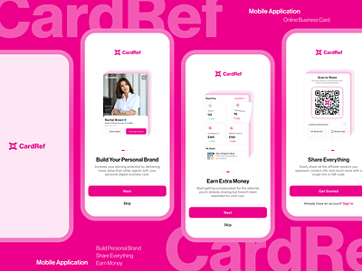 CardRef - Digital Business Card - Mobile Application design digital business card forget password mobile mobile app sign in splash screen ui ux