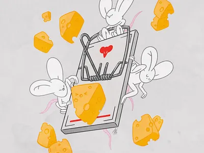 Mouse Trap Illustration cartoon art cartoon design cartoon style cheese digital art digital illustration drawing illustration illustration artist illustrator mice montreal artist mouse design mouse drawing mouse trap procreate