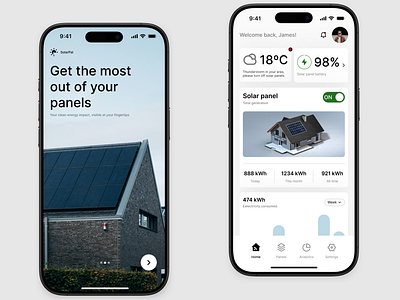 Solar Mobile App Concept logo logo design mobile app mobile app design product product design solar solar app solar mobile app solar panel app ui ui design uiux ux ux design