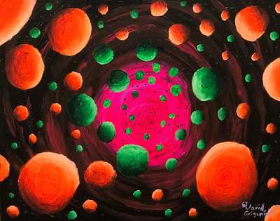 Neon Worlds abstract acrylics circles contemproraryart design neoncolors orbs swarm worlds