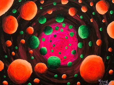 Neon Worlds abstract acrylics circles contemproraryart design neoncolors orbs swarm worlds