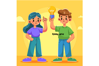 Hand Drawn Inventor's Day Concept Illustration bulb business celebration concept creative day decoration discovery education idea innovation innovative inspiration invention inventor light lightbulb researcher teamwork technology