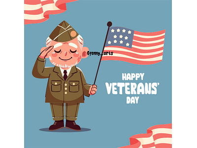 Veterans Day Illustration america american army background day elder federal flag holiday honor man memorial military patriot personnel respect salut us usa veteran