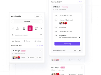 Project Management Components 2024 design management meetings minimal new productive project schedule team ui ux