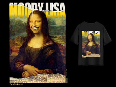 MOODY LISA T-shirt Design brutalism merch design minimalism mona lisa tshirt design