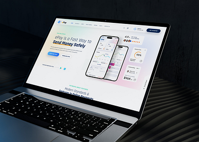 ePay- Mobile App Landing Page app landing page clean home ui landing page ui minimal mobile app landing page saas saas landing page saas productivity ui design web design website website design