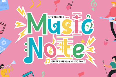 Music Note – Quirky Display Music Font branding font business font children font crafting font display font film font fun font greeting card illustration logo font magazine font modern font music font musical packaging font playful font poster font quirky font sticker font title font