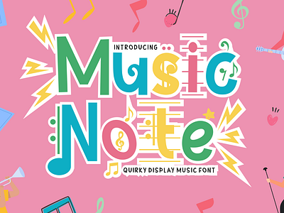 Music Note – Quirky Display Music Font branding font business font children font crafting font display font film font fun font greeting card illustration logo font magazine font modern font music font musical packaging font playful font poster font quirky font sticker font title font