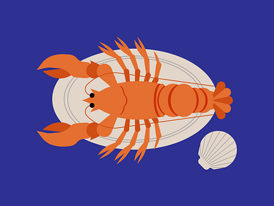 Ocean Core blue branding design digital editorial fancy food icon illustration indonesia island lobster ocean orange plate resort sea seafood shell vector