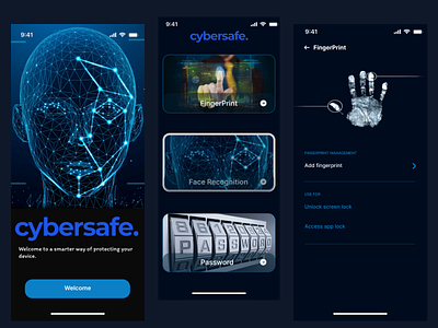 Cybersafe. - Protection for your phone appdesign appsecurity authenticationapp digitalsecurity loginsecurity mobileapp modernui securityapp uiux userauthentication uxdesign