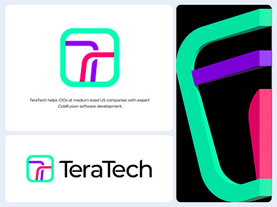 Teratech Logo For, Software Development, Coldfusion, SaaS, Tech, app icon best tech logo 2024 brand identity branding coldfusion logo letter t logo logo design modern logo sass logo seo logo software development logo tech logo technology logo teratech teratech logo