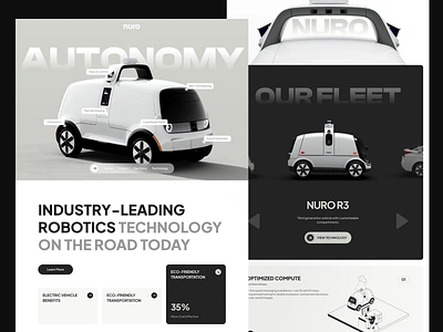 Nuro - Autonomous Delivery Robot Car Landing Page autonomous delivery car car website delivery ecommerce landing page robot website web web design