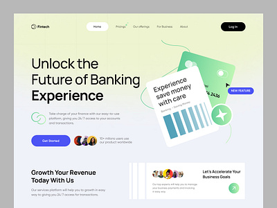 Banking Landing Page Ui Design app b2b bank banking banking app dashboard digital banking e wallet financial fintech homepage landing page mobile app payment saas startups wallet app web web design webflow