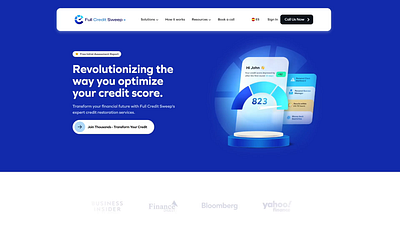 Full Credit Sweep Animated Website Design animated landing page animation branding credit analysis credit repair landing page ui