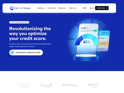 Full Credit Sweep Animated Website Design animated landing page animation branding credit analysis credit repair landing page ui