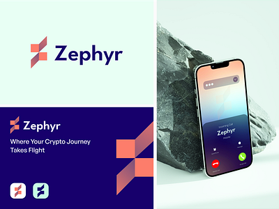 Zephyr Crypto Logo blockchain branding crypto defi design gradient identity lettering logotype minimal modern nft pattern ribbon logo simple logo