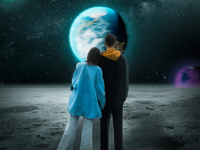 Space Up art blue couple graphic design manipulation photoshop space