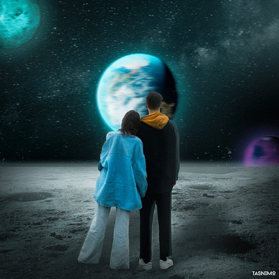 Space Up art blue couple graphic design manipulation photoshop space