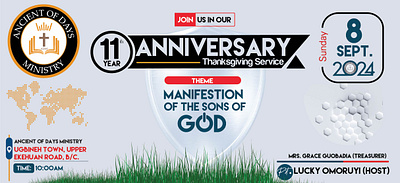 Anniversary Thanksgiving (ADM) adm ancient of days ministry christian church design downsign envelope design graphic design lucky lucky omoruyi omoruyi pastor sam omo ubineh community