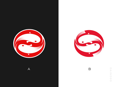 A or B? KOI Coffee Logo | Coffee bean + Yin-yang symbol animal logo brand branding coffee bean coffee brand coffee logo coffee shop branding coffee shop logo creative logo fish logo gradient logo koi fish logo logo design minimalist negative space red logo visual identity yin yang yin yang logo