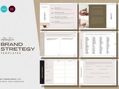 Interactive Branding Workbook brand designer brand expert brand mission brand mood brand strategist brand values brand vision brand worksheet branding coach branding worksheet canva canva branding illustration interactive branding workbook online marketing strategy