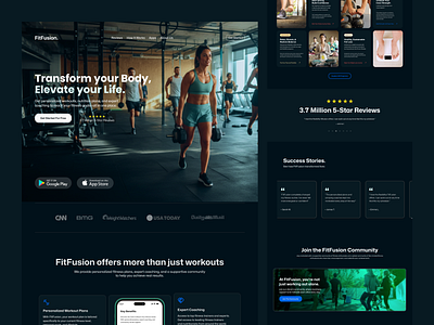 FitFusion Landing Page (DARK MODE) dark mode dark web darkmode design fitness graphic design herosection landing page landingpage product product design ui user experience user interface ux ux design web web design web design page web page