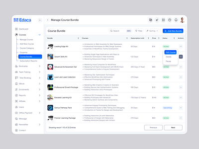 Course Bundle - Education Management System | LMS app branding course bundle course sell dashboard dashboard design edaca education management system learning management system lms online course online course platform online course sell web app