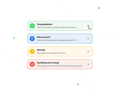 UI Toast Design for Notifications clean ui design error toast minimal minimal ui notification notification toast notification ui product product design success toast toast toast design toast ui ui user inteface ux ux design warning toast web