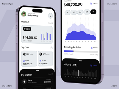 Crypto App app app design app ui crypto crypto app crypto currency ui ux wallet web3 web3 wallet app