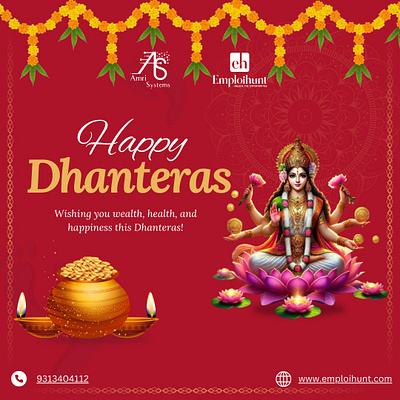 Radiant Dhanteras Greeting Design – Celebrating Prosperity & Joy canvadesign creativedesign dhanterasdesign digitalart elegantdesign festivaldesign festivegreetings graphicdesign happydhanteras holidayart religiousart wealthandprosperity