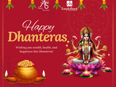 Radiant Dhanteras Greeting Design – Celebrating Prosperity & Joy canvadesign creativedesign dhanterasdesign digitalart elegantdesign festivaldesign festivegreetings graphicdesign happydhanteras holidayart religiousart wealthandprosperity