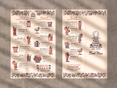 THE KAZAN ROOM - Menu Design cocktail menu cocktails menu menu design mid century retro tiki tiki bar tiki menu tropical volcano