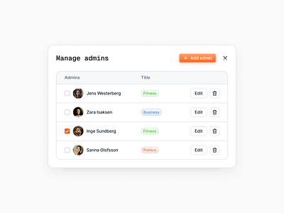 Manage admins admin app b2b clean manage minimal panel product design saas ui ux web web app